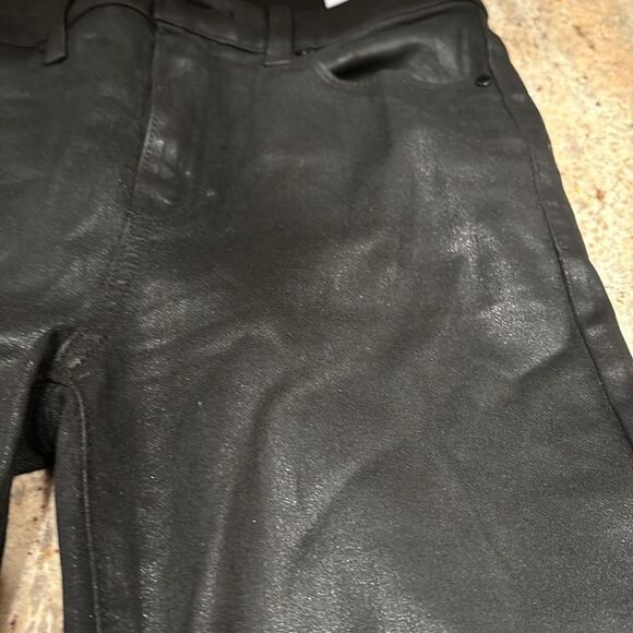 Paige shiny black jeans in a size 27. They are coated - Picture 7 of 16